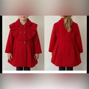 SHEIN Vibrant Red Kids Pea Coat
